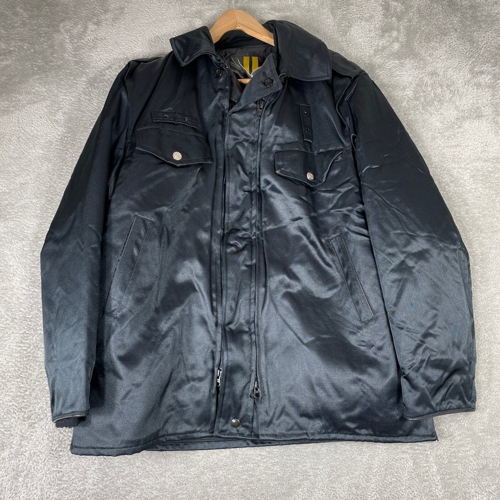 Aggressor Duty Jacket Mens 40 Black Satin Quilted Utility Tactical Workwear 90s